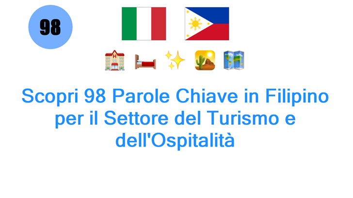 Scopri 98 Parole Chiave in Filipino per il Settore del Turismo e dellOspitalità